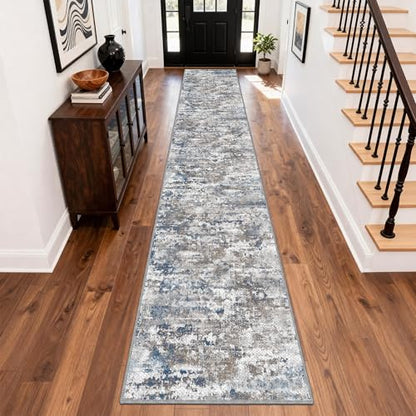 Washable Carpet Runners for Hallway 18ft-Non Slip Floor Runners for Dogs, Abstract Hallway Runner Rug with ‌Silicone Backing, Stain Resistant Rug for Indoor High Traffic,2.6x18,Multi | Washable Runner Rug with Silicone Backing for Dogs Stain-Resistant Mod
