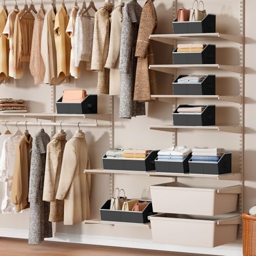 Storage Bins for Shelves - Large Trapezoid Closet Shelf Organizer, Fabric Organization Bins with Handles, Storage Baskets for Clothes, Towel, Blanket, 4 Pack, Black - color: Black, size: XLarge -4 Pack