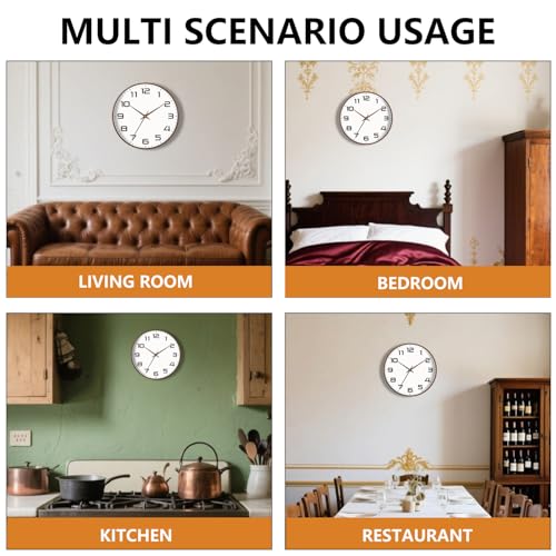 Woodgrain Wall Clock, Silent Non-Ticking Battery Operated Clock 10 Inch, Large Easy-to-Read Number Digital Wall Clocks, Modern Analog Clocks for Living Room Bedroom Kitchen Office Gym, Brown - color: Mocha Brown, size: 10 Inch