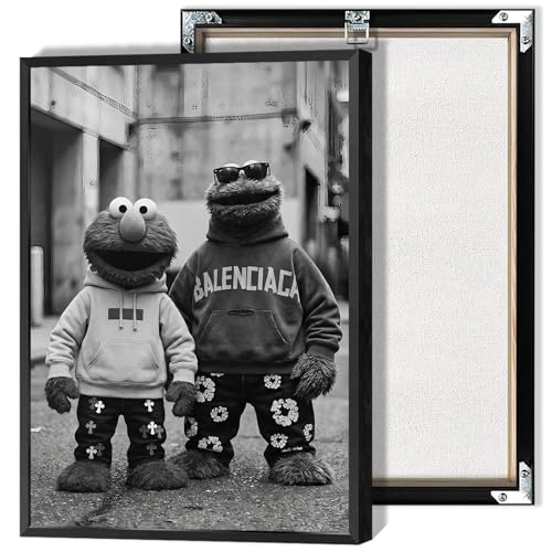 Funny Urban Street Style Poster Black And White Canvas Wall Art Vintage Abstract Urban Characters Inspired Artwork Prints Painting For Living Room Bedroom Apartment Wall Decor 8x12in Framed - color: style 01, size: 8"L x 12"W, style: Framed