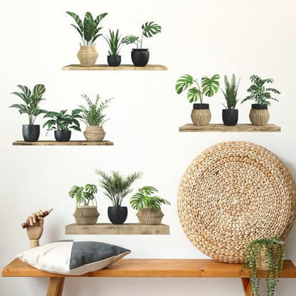 Green Plant Wall Decals 3D Bonsai Tropical Betterfly Wall Sticker Creative Vinyl Peel and Stick Removable Wall Art Decor for Living Room Bedroom Home Office (Green Plant 4) - style: Green Plant 4