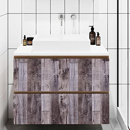Yun-aeon Gray Wood Peel and Stick Wallpaper 17.3" X 400" Self Adhesive Wallpaper Backsplash Line Removable Wall Paper Bathroom Old Furniture Renovation Furniture - color: Natural Wood-Gray, size: 17.3" x 400"