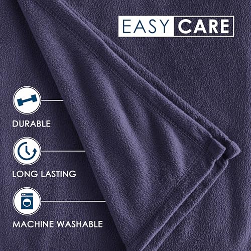 King Size Fleece Blanket | Comfy Supersoft Fleece Blanket – All-Season Light Weight Throw Blanket | Luxuriously Soft | Throw Blanket for Couch and Sofa | Machine Wash | Navy - color: Navy, size: King