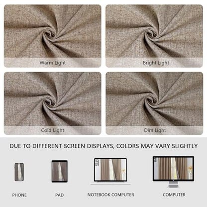 100% Blackout Curtains 96 inch Length 2 Panels Faux Linen Long Drapes for Bedroom Living Room Black Out Room Darkening Curtain Thermal Insulated Back Tab Rod Pocket(W52 x L96, Beige) - color: Beige, size: 52"W x 96"L (Pack of 2)