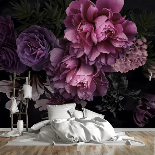 GLWYHY-Purple Peony Flower Wallpaper with Peel-and-Stick backing-108 x157 | Self-adhesive,Flower,Bedroom,Mural painting,Large Beautiful - color: ZZSL-03, size: 108"x157"