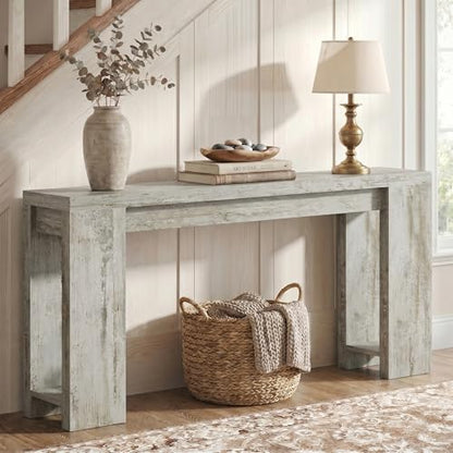 1Easylife 70.9-Inch Farmhouse Console Table, Narrow Wooden Sofa Table | Extra Long Entryway Accent Table for Living Room, Hallway, Entrance, Foyer, Distressed White - color: Distressed White