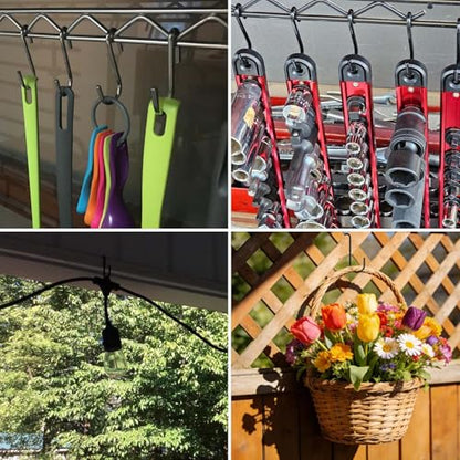 ESFUN 30 Pack 3 inch Heavy Duty S Hooks Black Pan Pot Holder Rack Hooks S Shaped Hanging Hooks Hangers for Kitchenware Spoons Pans Pots Utensils Clothes Bags Towels Plants - size: 3.0 inch