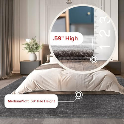 nuLOOM Loni Off White Solid Washable Area Rug, 5' x 8' - color: Off White, size: 5' x 8' (Rectangular)