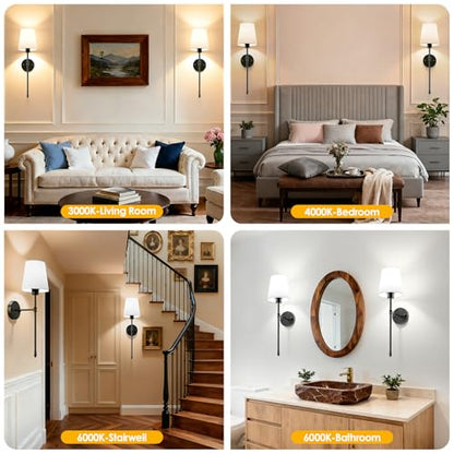 OCATO Wall Sconces Battery Operated 10000mAh Wireless Wall Sconces Set of 2 | Rechargeable Wall Lights with 10000mAh Dimmable Bulbs and Remote 7 Colors Wireless Wall Lamps for Bedroom Living Room Hallway - color: Black