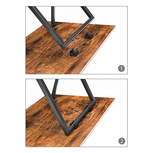 HOOBRO Folding TV Tray Tables, Set of 2 Side Table for Small Space, Industrial Snack Tables for Eating at Couch, Stable Metal Frame, Easy Assembly, Space Saving, Rustic Brown and Black BF25BZ01 - color: Rustic Brown + Black