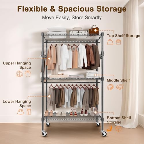 Whitmor Modern Industrial Wardrobe - color: 43 x 18 x 80 inch,Black