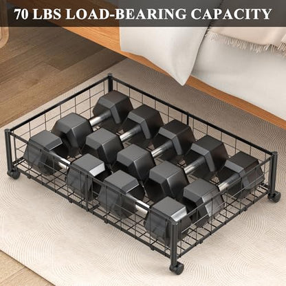 Hleelomi Under Bed Storage with Wheels, 360° Rotating, No-Assembly Underbed Storage Containers, 2PACK - size: 2 Pack without Cover