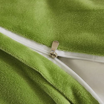 Faux Fur Velvet Fluffy Bedding Duvet Cover Set Down Comforter Quilt Cover with Pillow Sham, Ultra Soft Warm (Apple Green, Twin) - color: Apple Green, size: Twin