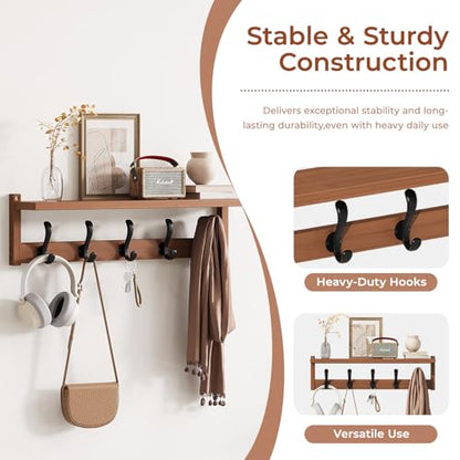 27.6" Bamboo Shoe Bench with Cushion, 5 Hooks Coat Rack, 2-Tier Storage Bench for Entryway, Heavy Duty Shoe Rack Organizer with Removable Soft Cushion for Living Room Bedroom Hallway - size: 27.6" 2-Tier