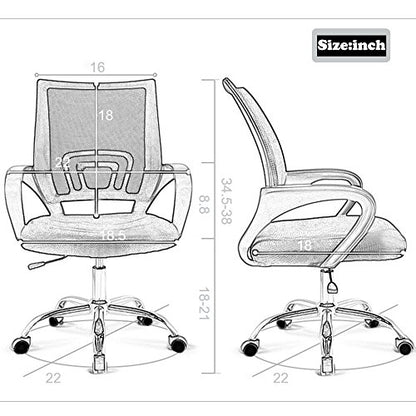 Office Chair Ergonomic Cheap Desk Chair Mesh Executive Computer Chair with Arms for Back Pain, Set of 2 - color: Red, size: 2 Pcs