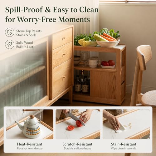 Solid Wood End Table with Storage Drawers, Narrow Side Table for Couch | 2 drawers, hidden wheels and slim design make this narrow side table perfect for couches, bedrooms and small spaces. - color: Natural