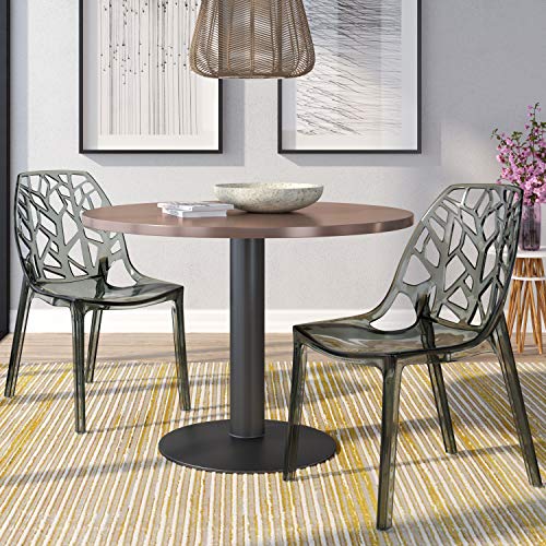 LeisureMod Cornelia Stackable Dining Chair in Solid Red Set of 2 - Modern Spring Cut-Out Tree Design Acrylic Armless Accent Side Chair for Kitchen, Living Room, and Dining Area - color: Transparent Black, size: Set of 2