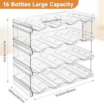 spospo Water Bottle Organizer 4 Tier Large Compartment Water Bottle Holder | Clear Water Bottle Organizer for Cabinet, Bottle Rack for Kitchen Organization and Storage - Hold 16 Bottles - size: 4 Pack