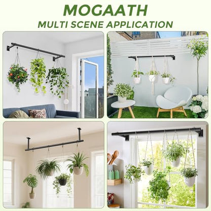 Plant Hanging Rod, 64 Inch Window Plant Hanger for Indoor Plants | Heavy Duty 1 Inch Metal Plant Rod for Window with Square Flange Base, Plant Shelves Wall Planters, Pot Not Included, Black - size: 64 Inch