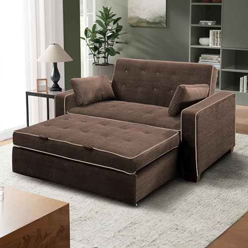 Serta Ainsley 72.6" Convertible Sleeper Sofa, Queen Size, Dreamcoil Comfort, Soft Woven Fabric, Java - color: Java, size: Queen Sofa