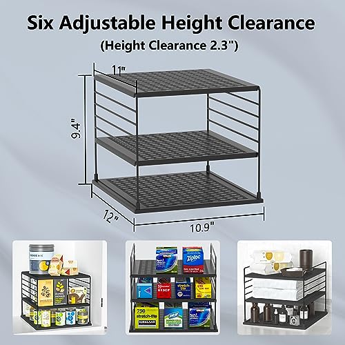 Adjustable Pantry Organizers and Storage - Steel Wire & Plastic Saran Wrap Holder, Black, 10.75 in x 12 in x 9.25 in - color: Black&black
