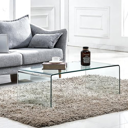 Premium Tempered Glass Coffee Table,Small Modern Clear Coffee Table for Living Room,Match Well with Rug (39.4x19.7x13.8) | Premium - color: Clear