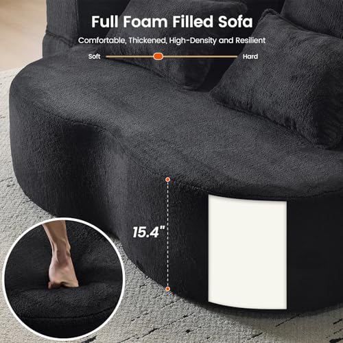 78” Convertible Sofa Bed, Full Size Sleeper Couch, Black | Boneless Folding Loveseat, Deep Seat, Soft Chenille, 4 Pillows, No Assembly, for Guest Living Room Bedroom - color: Black, size: 78"