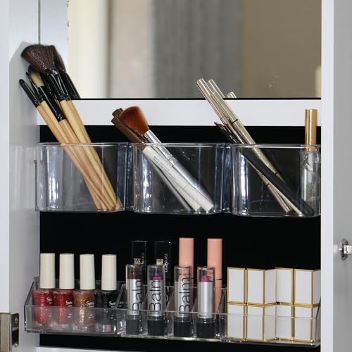 Full Length Mirror Jewelry Cabinet - 2-in-1 Organizer for Makeup and Jewelry,Lockable Door Wall-Mounted Jewelry Armoire with Shelves and Behind the Door Storage White - color: Off White, size: 43.3*14.6 Standard Mirror