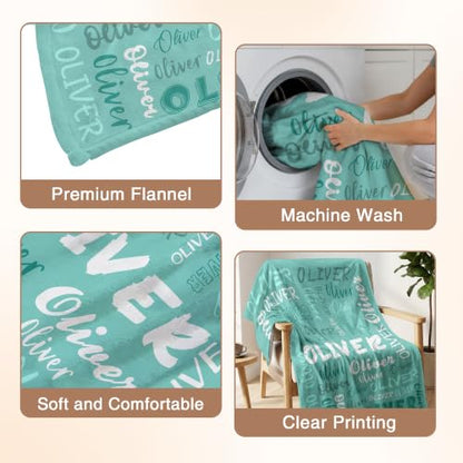 Personalized Blanket with Name, Custom Name Blanket Gifts for Kids Adults Boys Girls Teen, Soft Customized Fleece Flannel Throw for Bedroom Living Room, Birthday Christmas - color: Tiffany