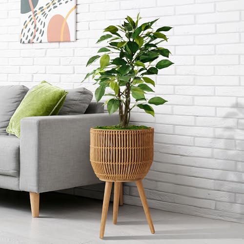 Casafield Indoor Planter with Stand, Natural Floor Planter with Wood Legs, Large Plant Pot Cover with Liner for Houseplants, Flower Pots and Trees - color: Natural With Natural Legs