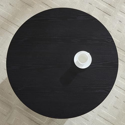 33.07" Round Coffee Table with Storage, 2 Tier Modern Wood Center Table with Drawer, 2 Tiers and 1 Drawer, Accent Table for Living Room, Apartment, Small Space.(Black) - color: Black-a