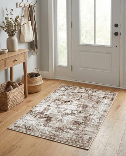Rugs.com - Monte Carlo Rug – 2' x 3' 1 Beige Easy-Clean Rug – Vintage Medallion for Kitchens, Entryways, and Bathrooms - color: Beige, size: 2'2" x 3' (Rectangular)