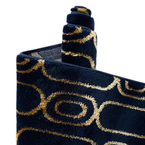 Rugs.com - Vogue Geo Rug – 5 Ft Runner Navy Blue and Gold Easy-Clean Stain-Resistant Rug – Modern Geometric Accent for Hallways, Entryways, and Bedrooms - color: Navy Blue and Gold, size: 2' x 5'1" (Runner)