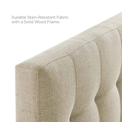 Modway Lily Tufted Linen Fabric Upholstered Twin Headboard in Beige - color: Beige, size: Twin