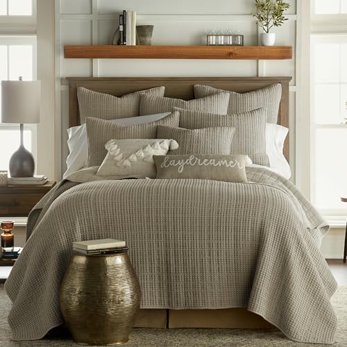 Levtex Home - Mills Waffle - Twin Quilt Set - Taupe Cotton Waffle - Quilt Size (68 x 86in.), Sham Size (26 x 20in.) - color: Taupe, size: Twin Quilt
