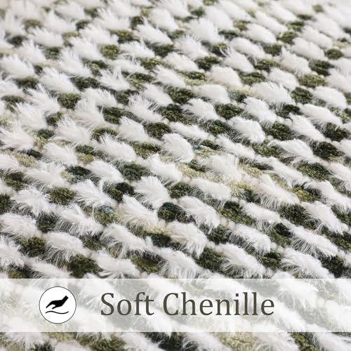 LUOYEHK Boho Throw Pillow Covers 16x16 Inch Set of 2 Chenille Tufted Pillowcase Farmhouse Neutral Cushion Covers for Couch Sofa Bed Living Room, Green White - color: Green White, size: 16" x 16" (Pack of 2)