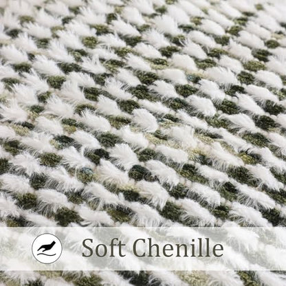 LUOYEHK Boho Throw Pillow Covers 12x20 Inch Set of 2 Farmhouse Neutral Lumbar Pillow Covers Chenille Tufted Pillowcase for Couch Sofa Bed Living Room, Green White - color: Green White, size: 20" x 12" (Pack of 2)