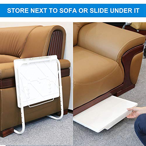 Height Adjustable Folding TV Tray Table, 6 Positions, 20x15in | 52-72cm Height Range, 3 Tilt Angles 30/60/90°, Max 10kg Load, Tool-Free Assembly, Dorm, Bedroom, Office
