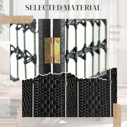 HOMCOM 8 Panel Room Divider, Folding Privacy Screen, 5.6', Black | Room Separator, Wave Fiber Freestanding Partition Wall Divider - color: Black, size: 8 Panel