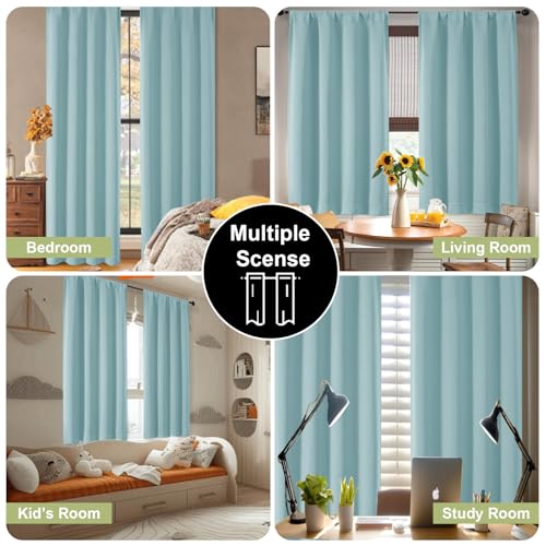 Sally Aqua Blackout Curtains 84 Inches Long 2 Panels Set for Bedroom Living Room, Solid Thermal Insulated Privacy Room Darkening Window Treatment Drapes, 2 Pcs Each W40 x L84 Inch - color: Aqua, size: 40"W x 84"L (Pack of 2)