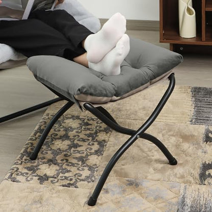 15"(H) Folding Ottoman, Set of 2, Foldable Footrest Stool, Small Foot Stool for Couch, Collapsible Foot Rest Ottoman for Sofa, Accent Padded Ottomans for Living Room, Bedroom, Dark Grey - color: Dark Grey 2pcs