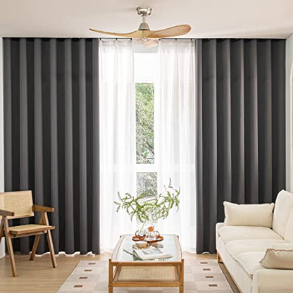Windows Dark Grey Blackout Curtains 54 inches Long 2 Panels Set Grommet Blackout Drapes Energy Saving Noise Reducing Thermal Insulated for Bedroom Living Room Nursery - color: Dark Grey, size: 42"W x 54"L (Pack of 2)