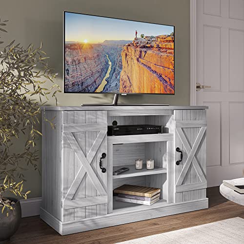 BELLEZE 47 Inch TV Stand & Media Entertainment Center TV Cabinet with Storage for TVs up to 50 Inch Console Table with Open Storage Shelves & Cabinets, Sargent Oak - color: Sargent Oak, style: 47"