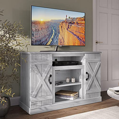 BELLEZE 47 Inch TV Stand & Media Entertainment Center TV Cabinet with Storage for TVs up to 50 Inch Console Table with Open Storage Shelves & Cabinets, Sargent Oak - color: Sargent Oak, style: 47"