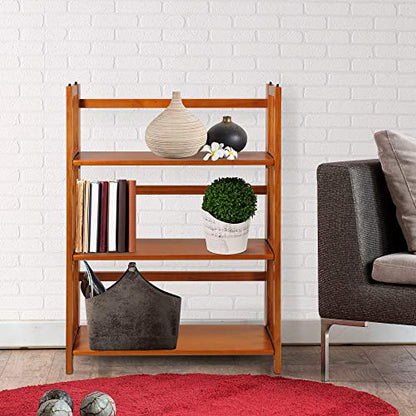 Casual Home 3-Shelf Folding Stackable Bookcase (27.5" Wide)-Honey Oak - color: Honey Oak, size: 3-Shelf Stackable