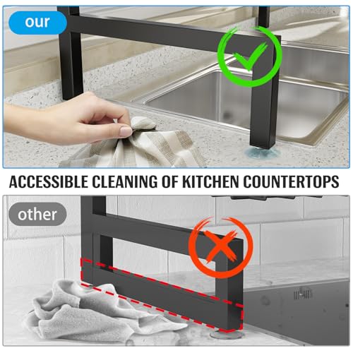 SNSLXH 4 Baskets 2-Tier Over The Sink Dish Drying Rack, 26.57"-35" | Large Dish Drying Rack for Kitchen, Extensible and Adjustable, Saving Kitchen Space - size: Large 2 tiers 4 baskets