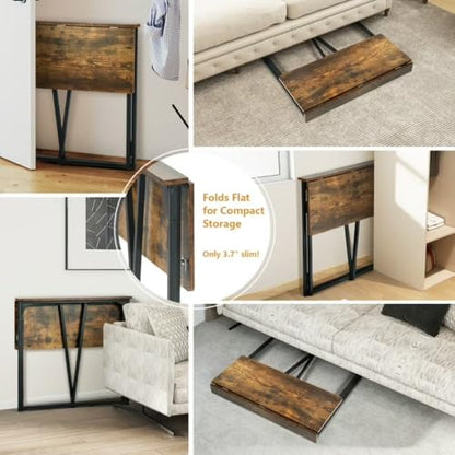 Folding Computer Desk for Small Spaces, 31.4 Inch Foldable Computer Table for Home Office, Study, Writing Work Desk (Rustic Brown) - color: Rustic Brown