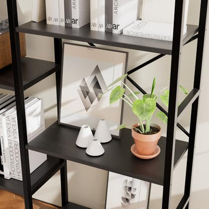 GRUSIGN Triple 4 Tier Book Shelf, Modern Bookcase Shelf, Freestanding Large Display Shelves for Living Room/Office/Garage, Stable Large Bookshelf with Storage for Books/LEGO/Plants, Black - color: Black
