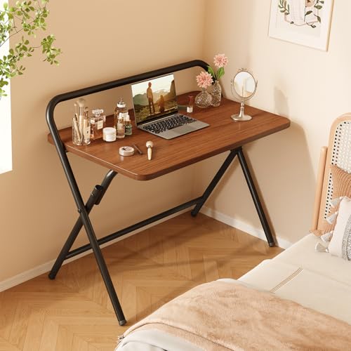 Folding Desk, Small Foldable Computer Desk, Small Table | No Assembly Required,Foldable,24 x 16 Inch,Dark Brown,Suitable for studying&working or dining - color: Dark Brown