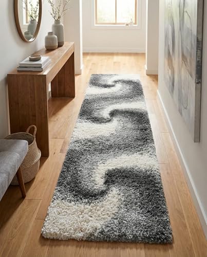 Rugs.com Soft Touch Shag Collection Runner Rug – 13 Ft Runner Smoke Grey Shag Rug Perfect for Hallways, Entryways - color: Smoke Gray, size: 2'7" x 13' (Runner)